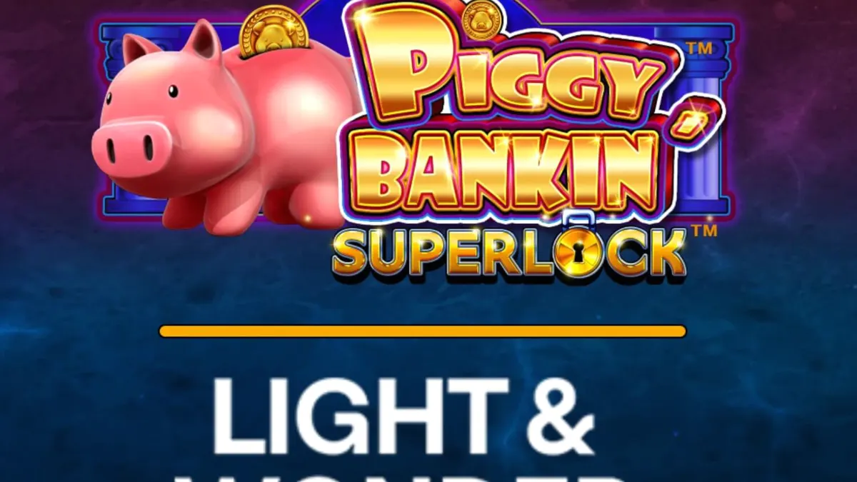 Tampilan visual slot Piggy Bankin’ Super Lock dengan tema emas dan brankas.